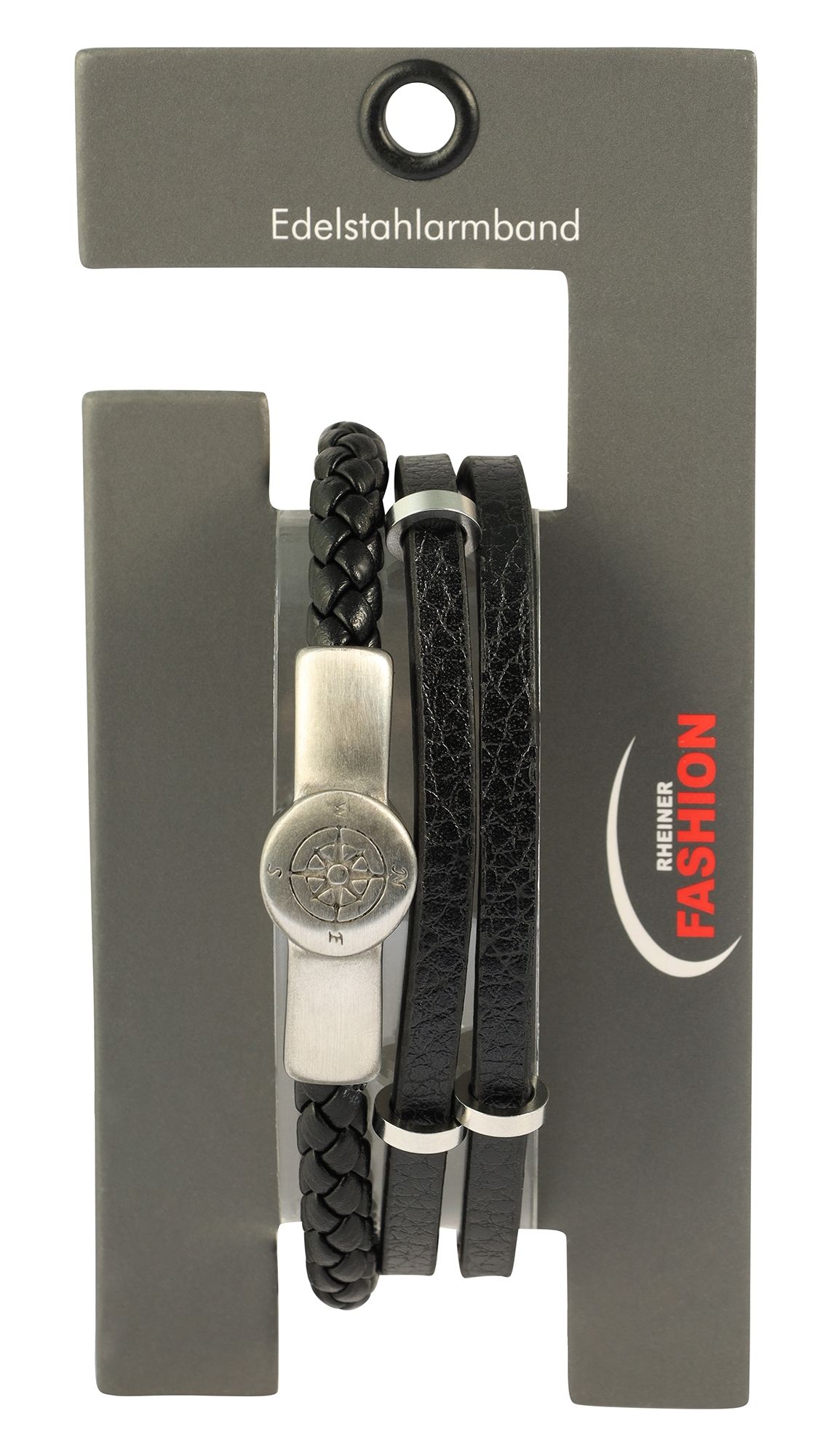 "Marin" - Kompass, 19 cm, Armband aus Lederimitat, VE-4