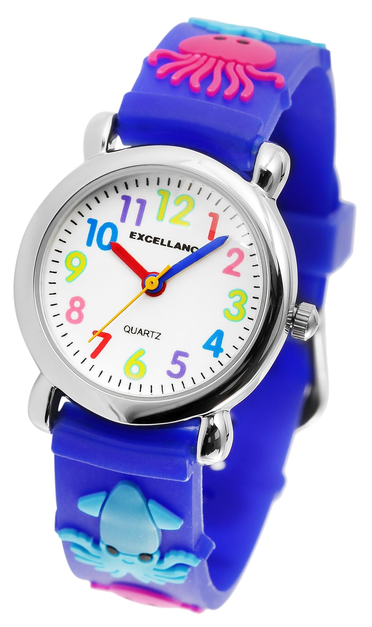 Excellanc Kinderarmbanduhr, Silikonarmband, silberfarben/blau