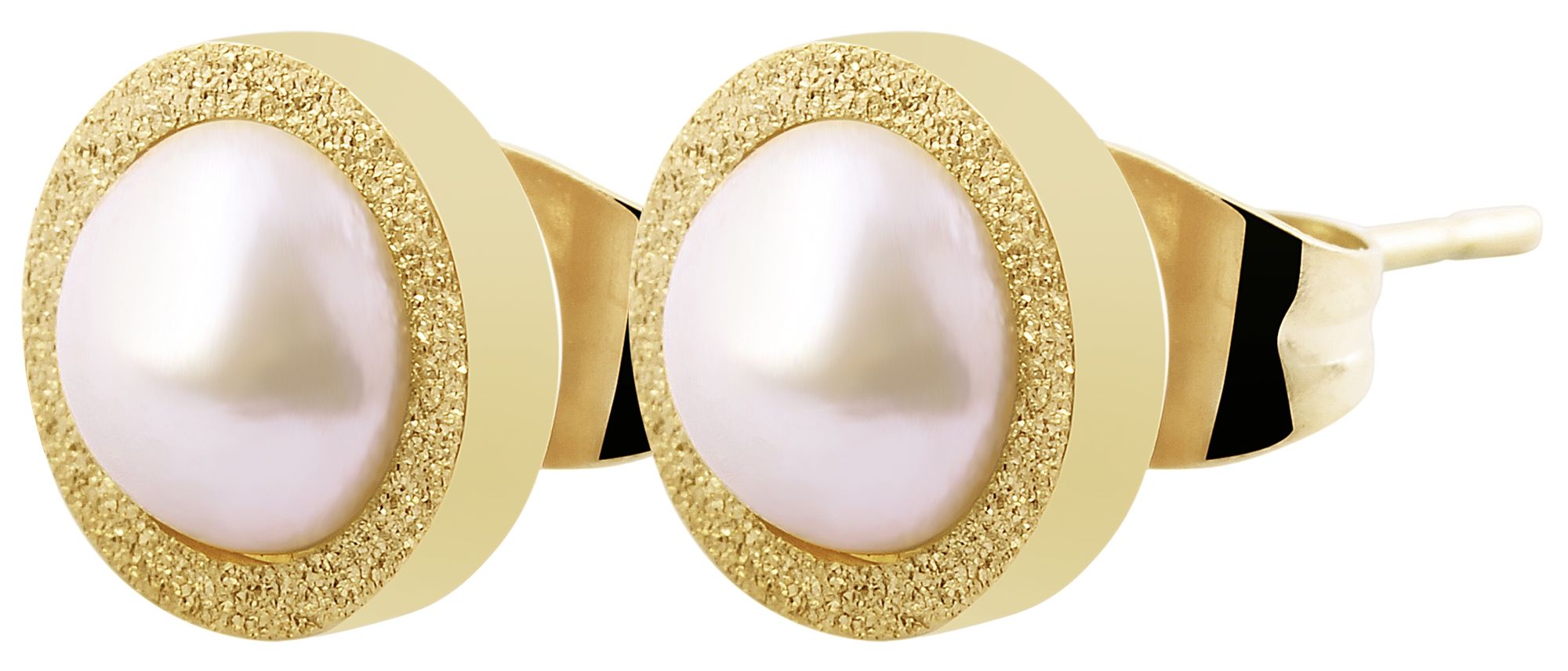"Margitta" Edelstahl Ohrstecker (Ø 8 mm) mit Perle, goldfarben