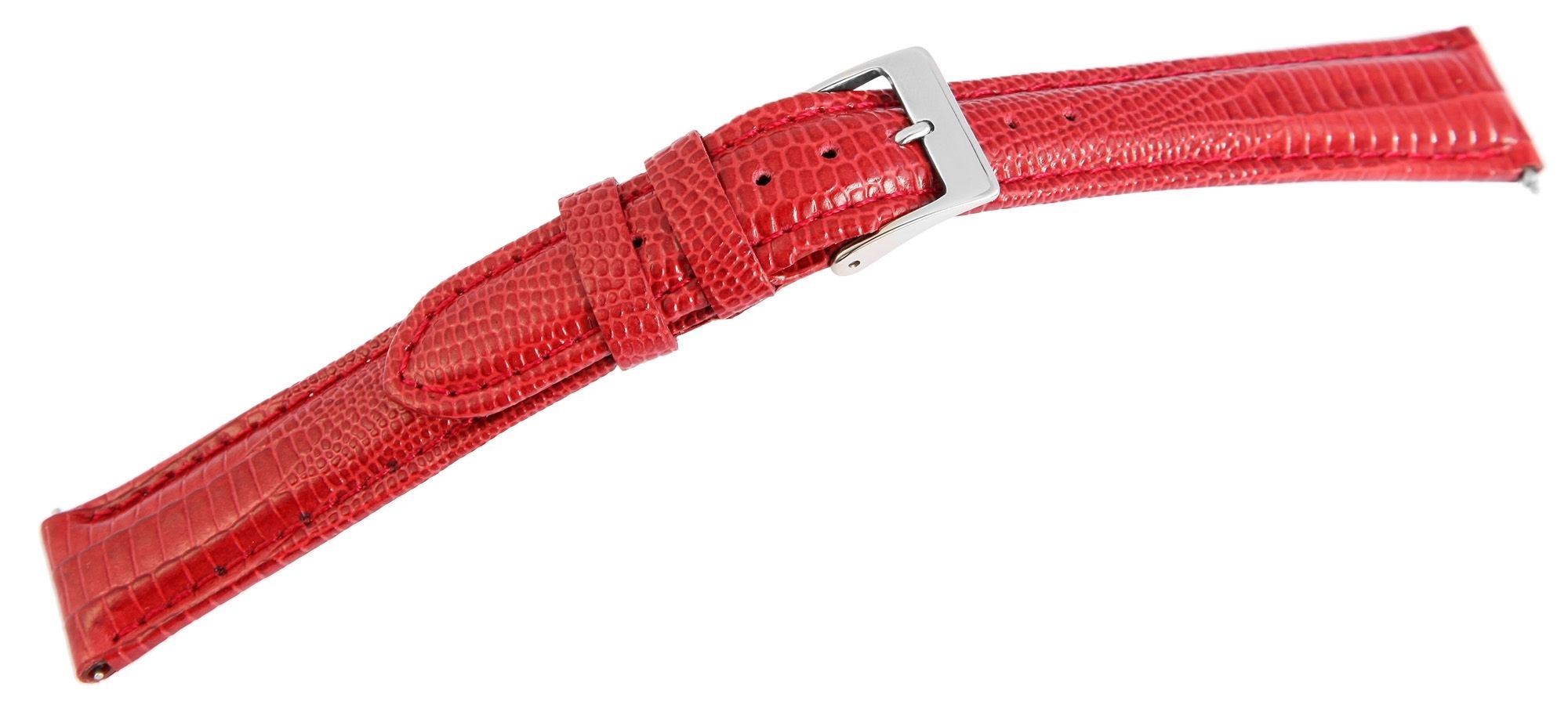 Echtleder-Uhrenarmband, rot, Schlangenoptik, 16 mm