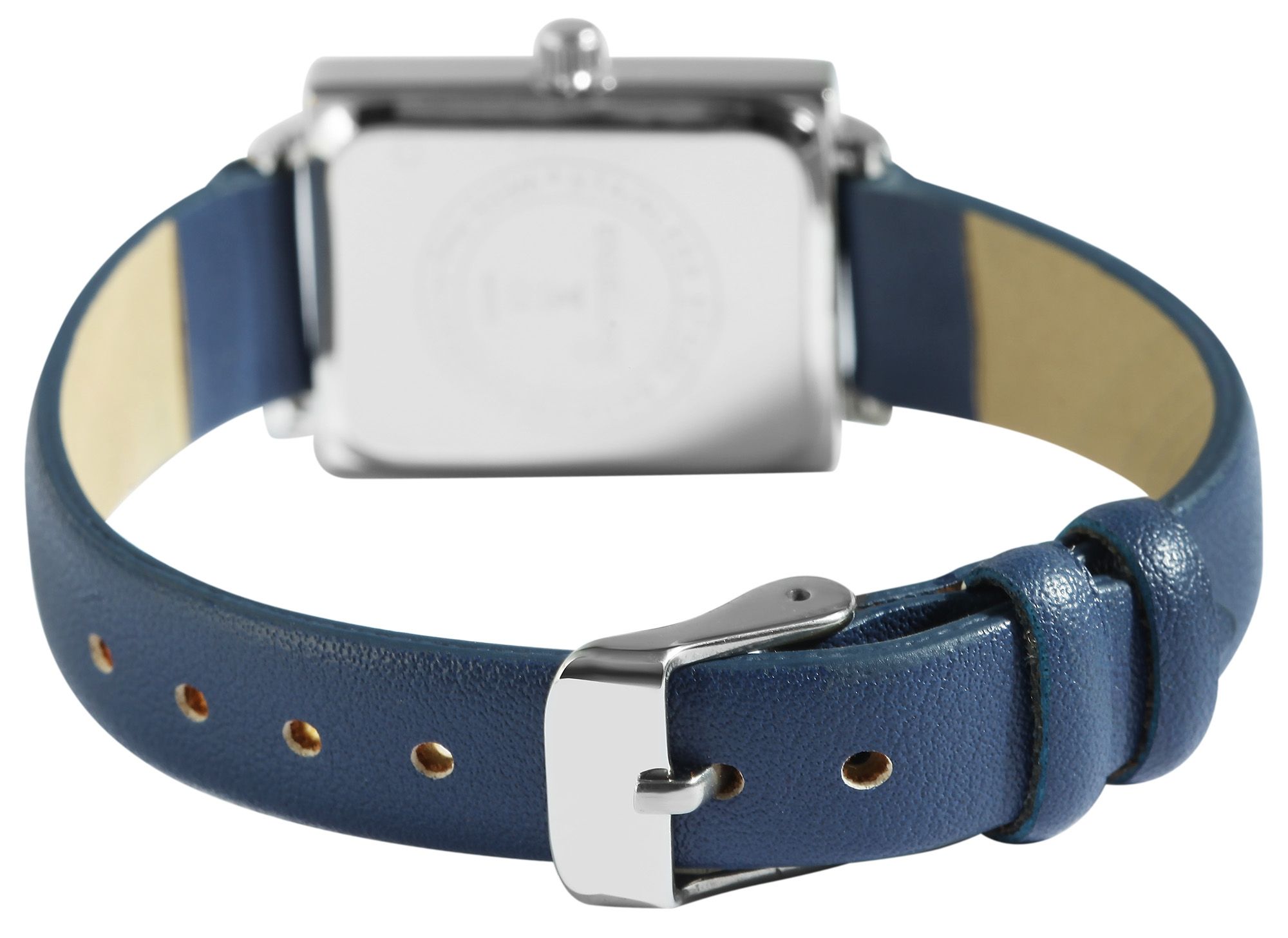 Excellanc Damenuhr mit Lederimitationsarmband, blau/silberfarben