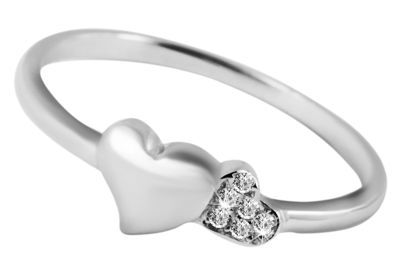 "Henny" 925/- Echt Silber Damenring Gr 54 - Herz, Zirkonia, rhodiniert