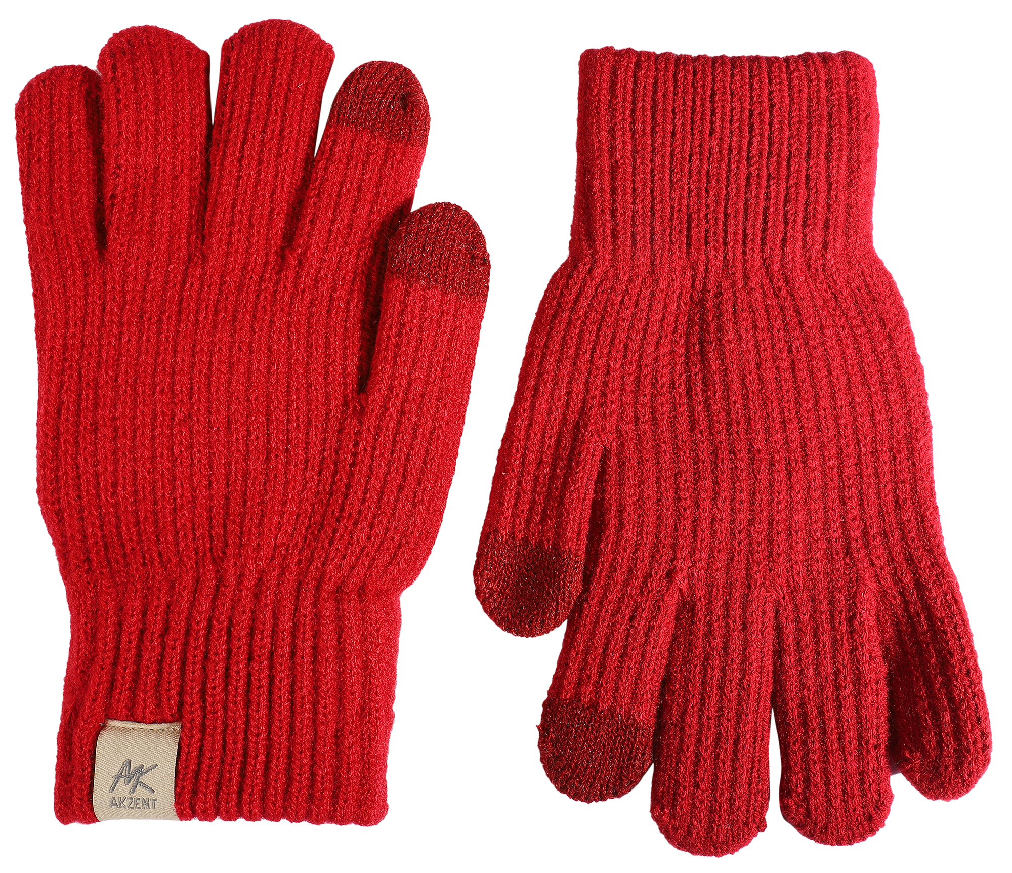 Damen-Handschuhe, Gr S, rot, Touch-Finger, 100% Polyester, VE-4
