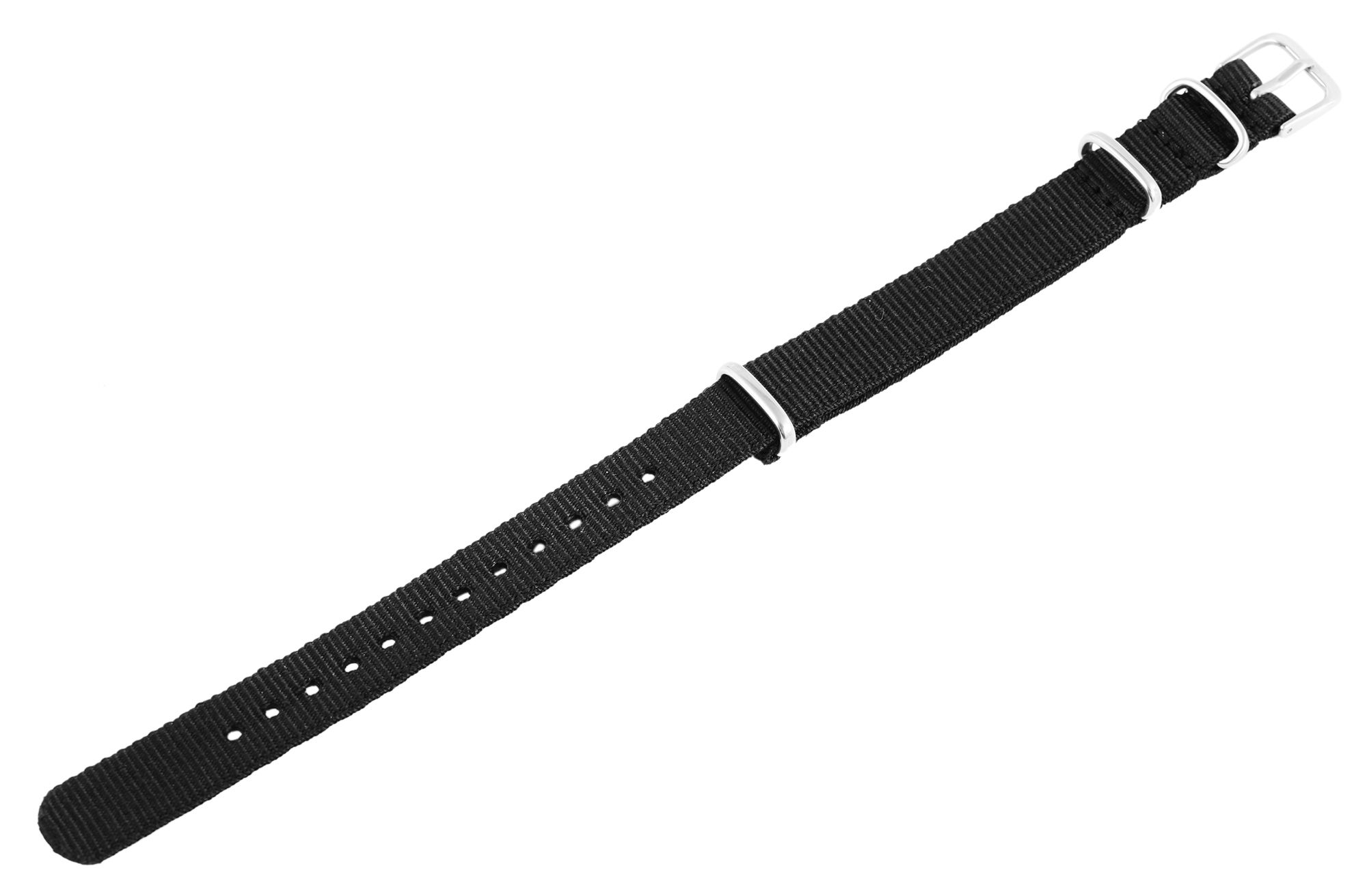 Nylon-Uhrenarmband, schwarz, Dornschließe, 14 mm