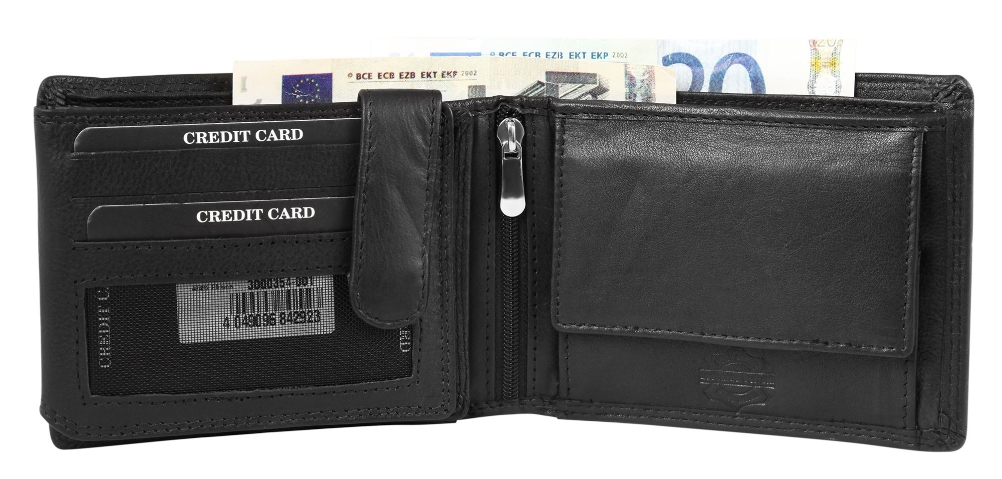 Leonardo Verrelli Herren Geldbörse aus Echtleder mit RFID-Schutz in schwarz
