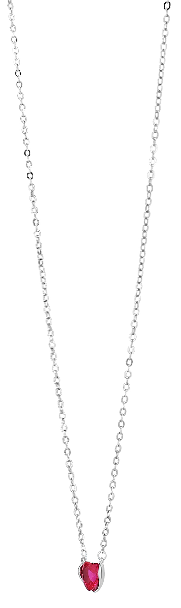 "Heyli" 925/- Echt Silber Kette mit Herzanhänger, Zirkonia rot, rhodiniert