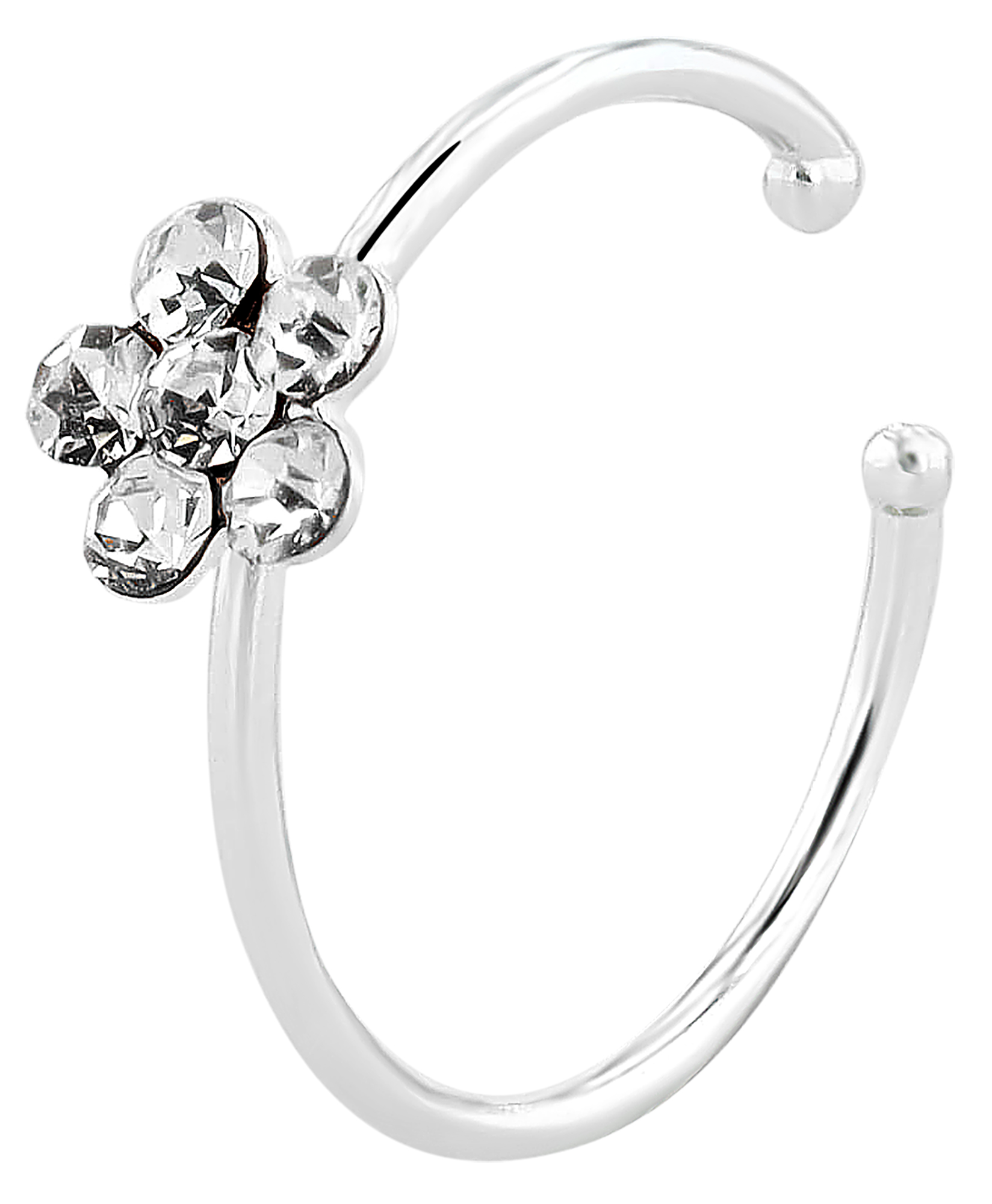 "Vonnie" offener Nasenring/ Nasenpiercing , 925/- Echt Silber, rhodiniert, Blume, VE-20 Stück