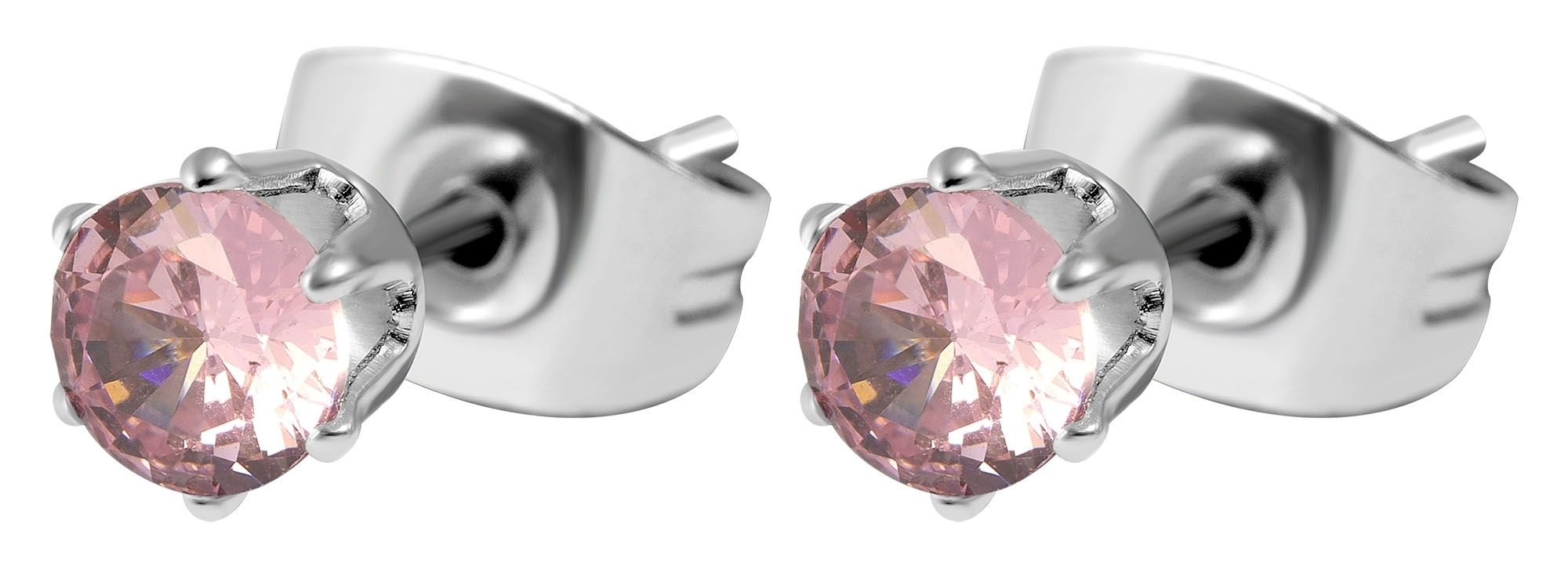 Akzent Ohrstecker "Kye", Edelstahl, rosafarbener Zirkoniabesatz Ø 3 mm