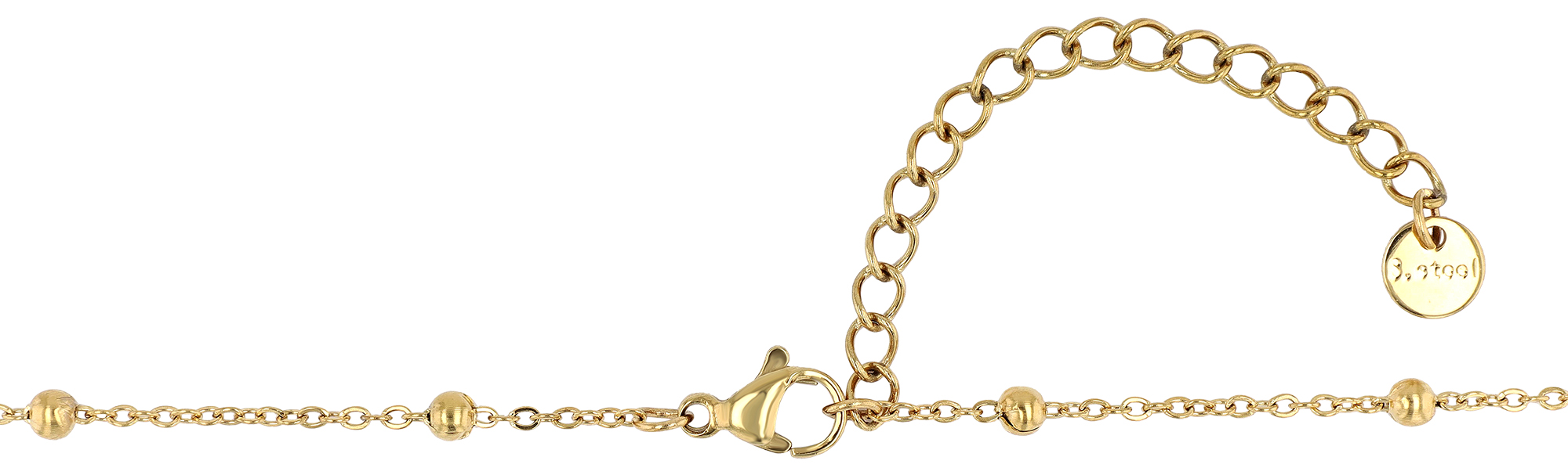 "Myka" Edelstahl Kette mit Süßwasserperlen/ Edelstahlkugeln, goldfarben 40 + 5 cm