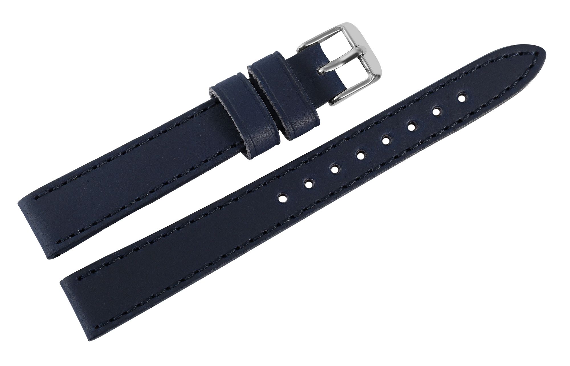 Echtleder-Uhrenarmband "super-soft", dunkelblau, Naht, 14 mm