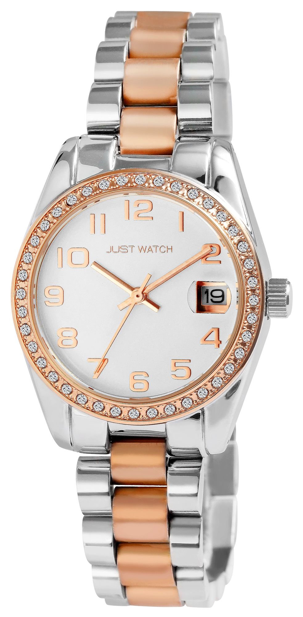 Just Watch Damenuhr "Emmi", Edelstahlband, Ø 33 mm, bicolor (silber- und roségoldfarben)/ silberfarben