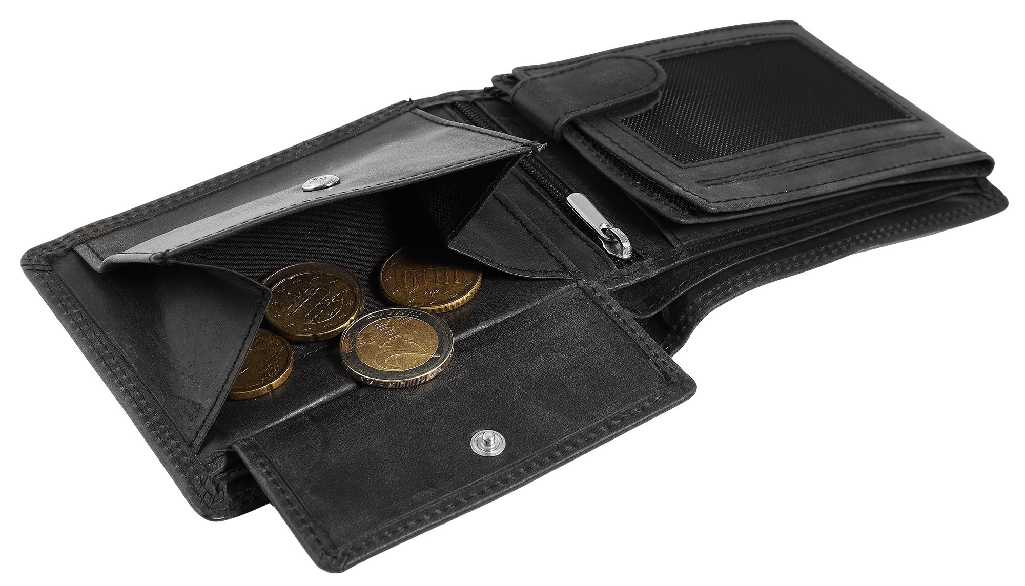Akzent Echt Leder (Hunter-Leder) Geldbörse, RFID, Querformat, "Truck", schwarz