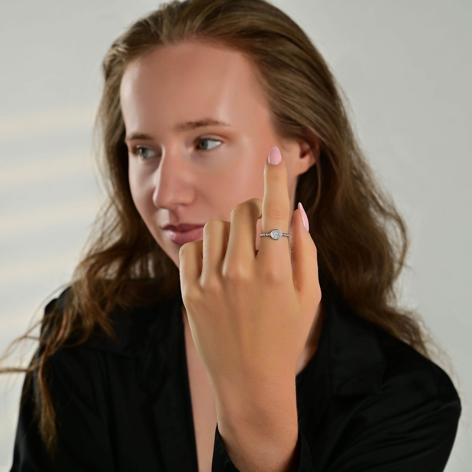 925/- Echt Silber Ring "Eivor" mit Zirkoniabesatz, 925/rhodiniert, Gr. 50
