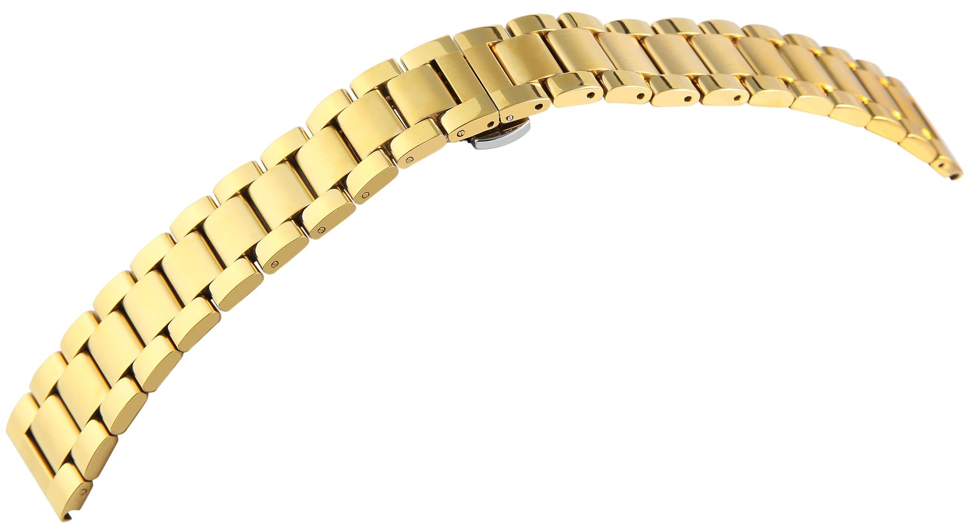 Edelstahl-Uhrenarmband, goldfarben, Butterfly-Faltschließe, 20 mm