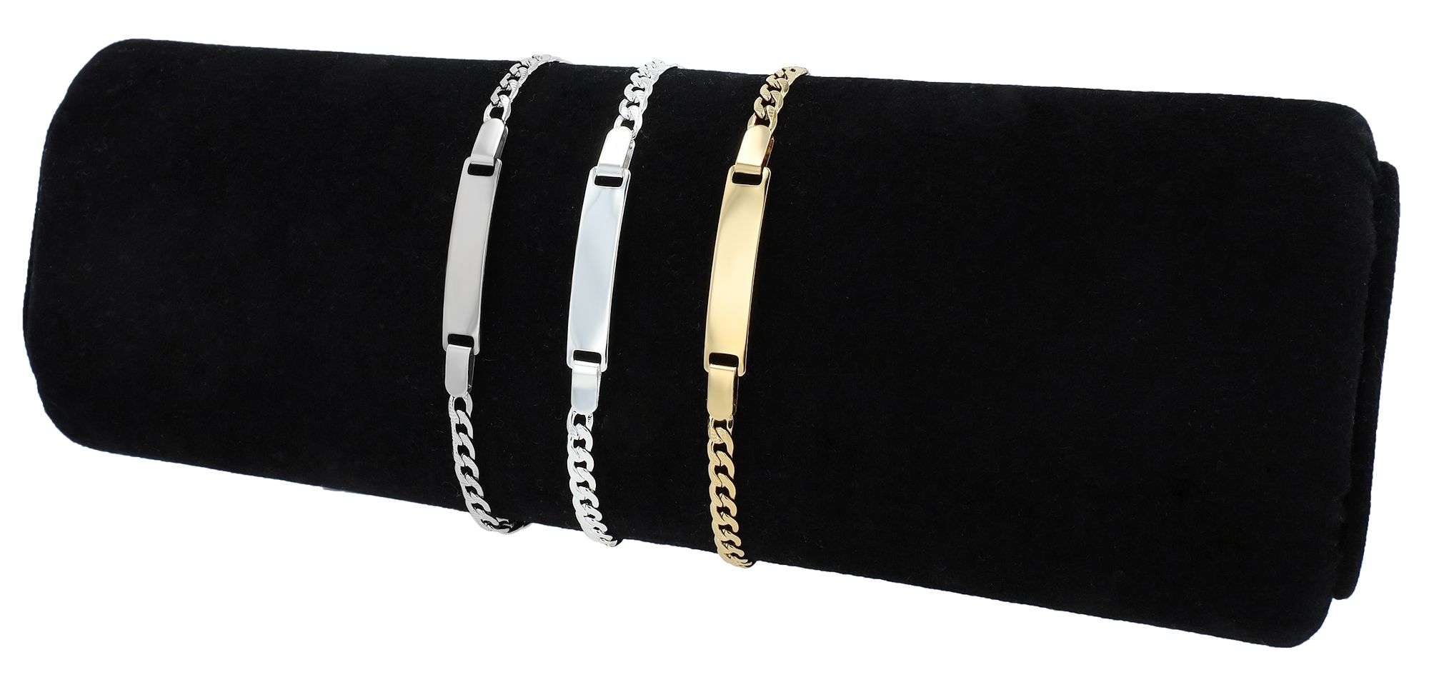 "Casey" Edelstahl Armband/ Panzerarmband 18 cm, Gravurplatte, silberfarben