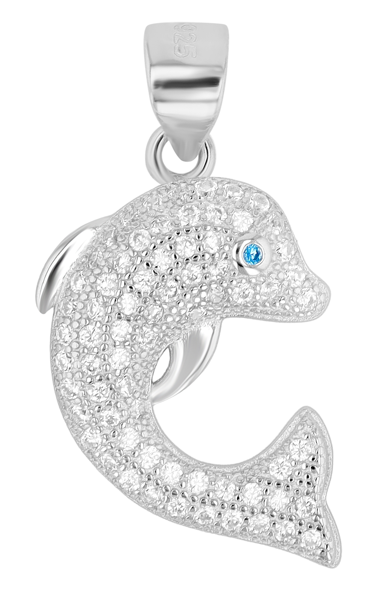 "Finna", 925/- Echt Silber Anhänger Delfin mit Zirkonia, Kinder, silberfarben rhodiniert