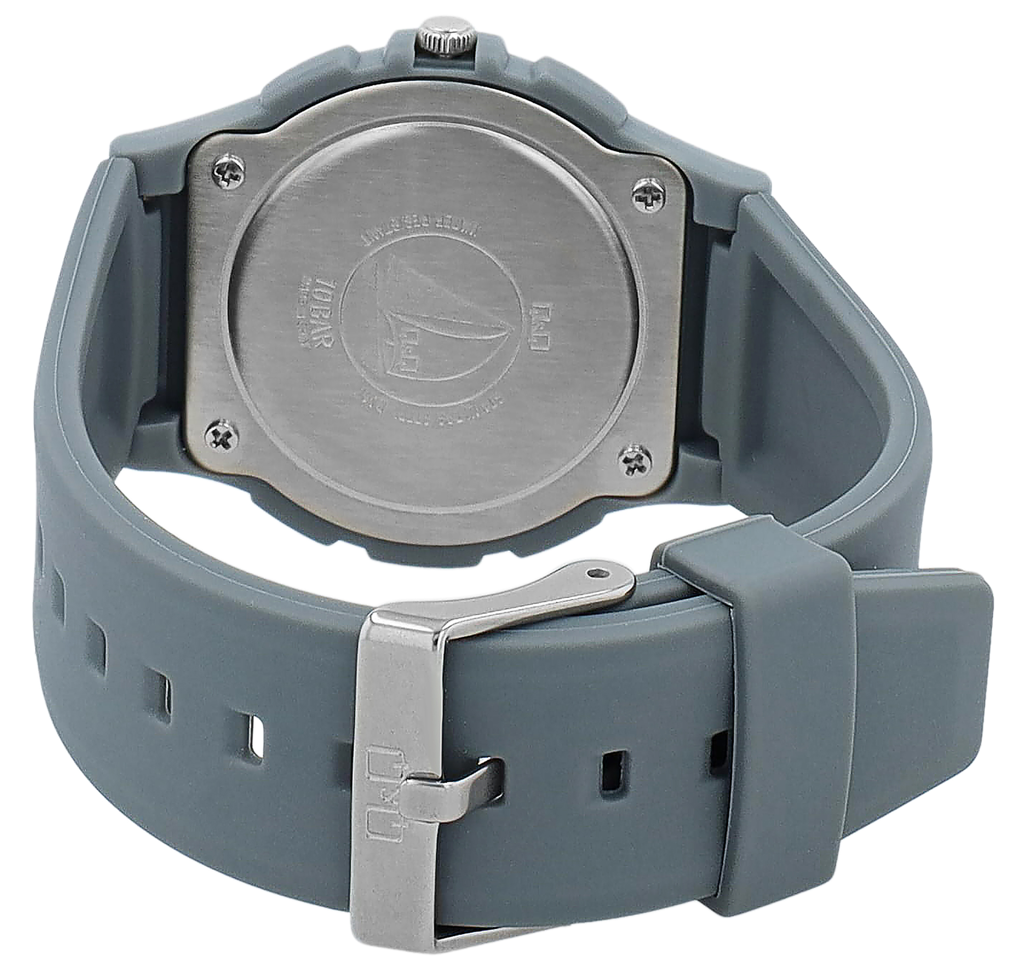 Q&Q Herrenuhr mit Silikonarmband, 10 BAR, grau