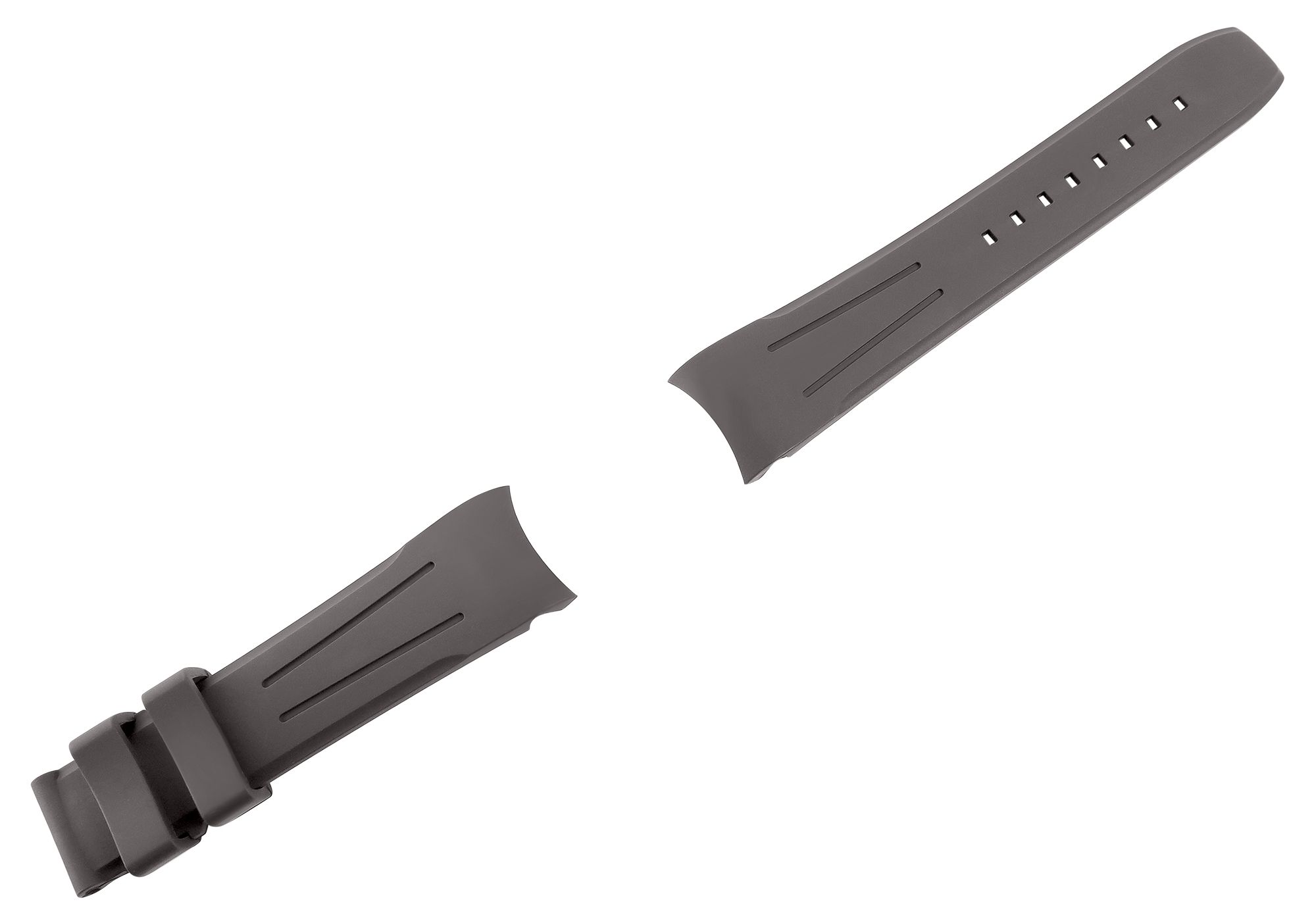FKM Kautschuk-Uhrenarmband, Dornschließe, 20 mm, grau, (FKM= Fluorelastomer-Kautschuk)