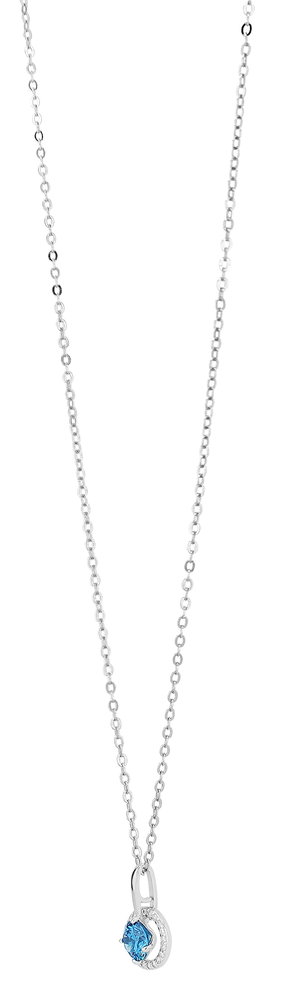 "Alesja" 925/- Echt Silber Kette mit Anhänger 42 + 3 cm, rhodiniert, nlauer Zirkon