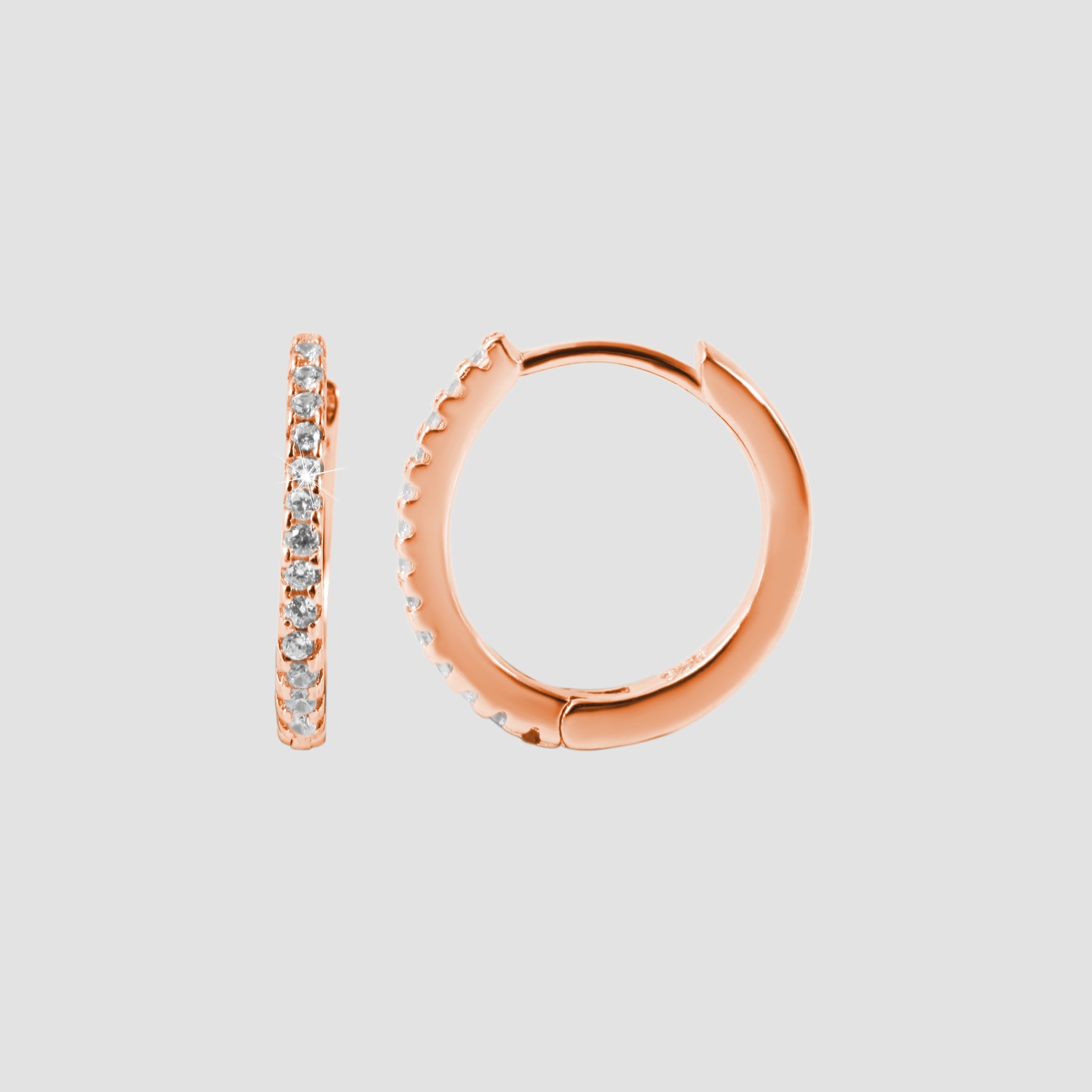 "Finja", 925/- Echt Silber Klappcreolen mit Zirkoninabesatz, rosévergoldet