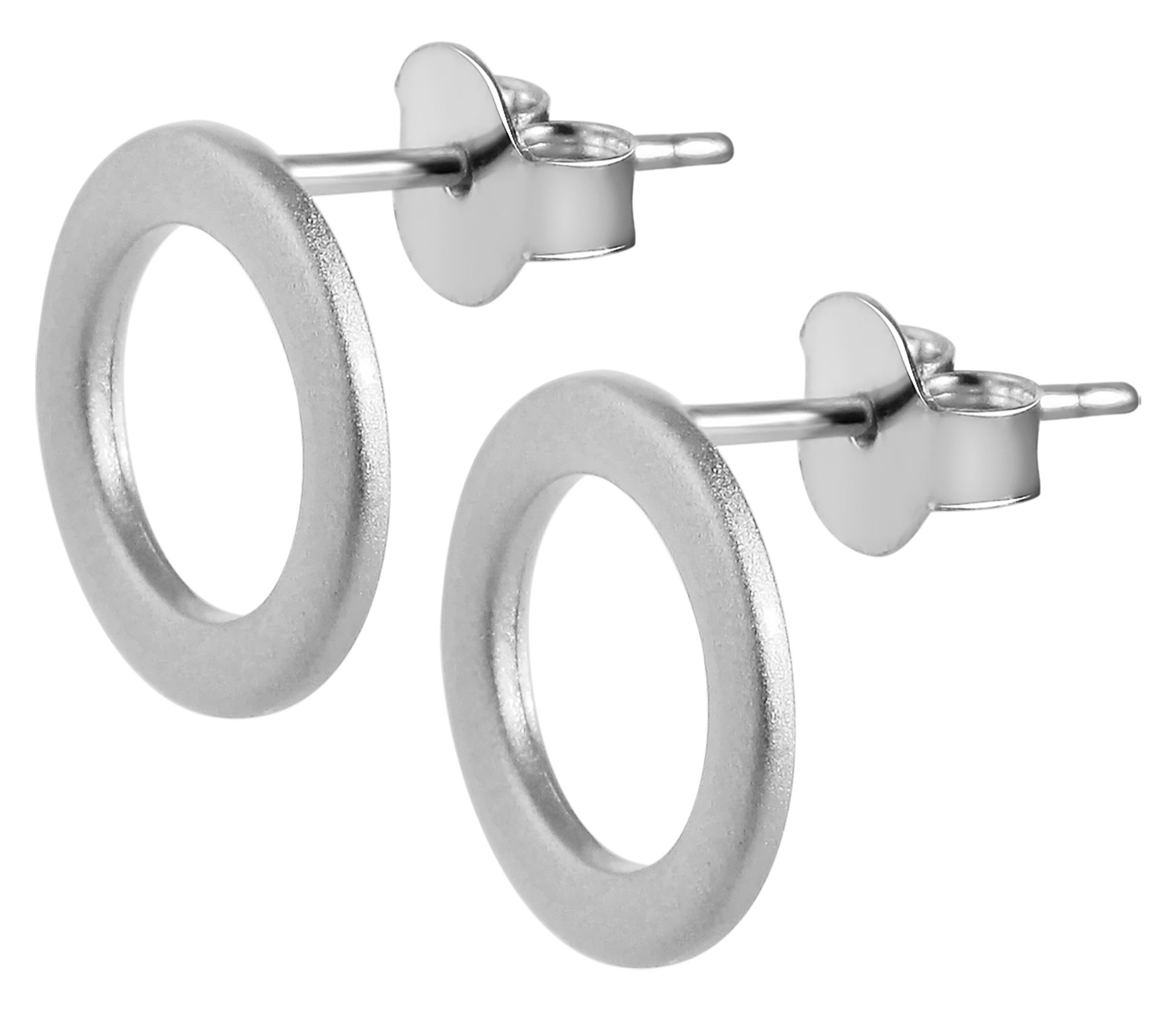 925/- Echt Silber Ohrstecker "Ronda" rund, mattiert, rhodiniert