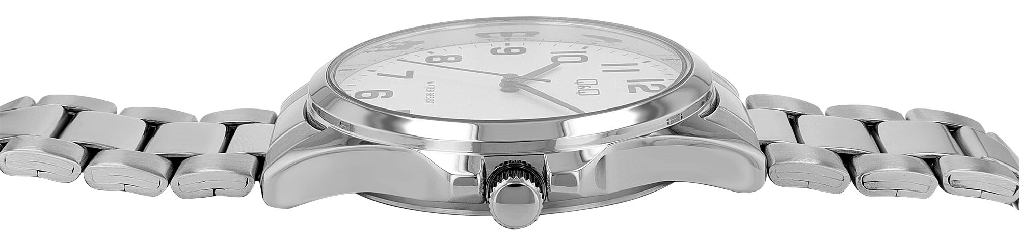 Q&Q Herrenuhr mit Edelstahlarmband, silberfarben/ZB weiß