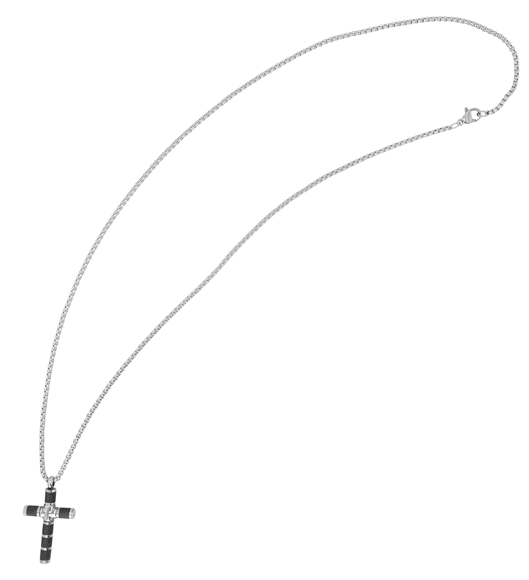 Akzent Halskette "Wynn" aus Edelstahl, Kreuzanhänger mit drehbarem Element, bicolor