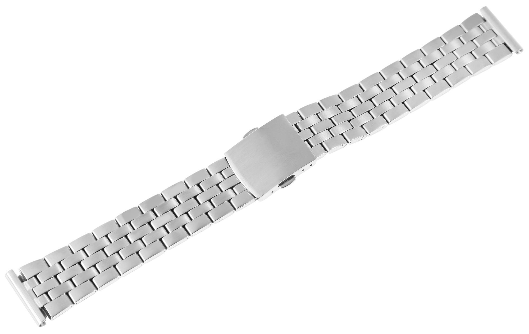 Edelstahl-Uhrenarmband mit Faltschließe, silberfarben, 12 mm