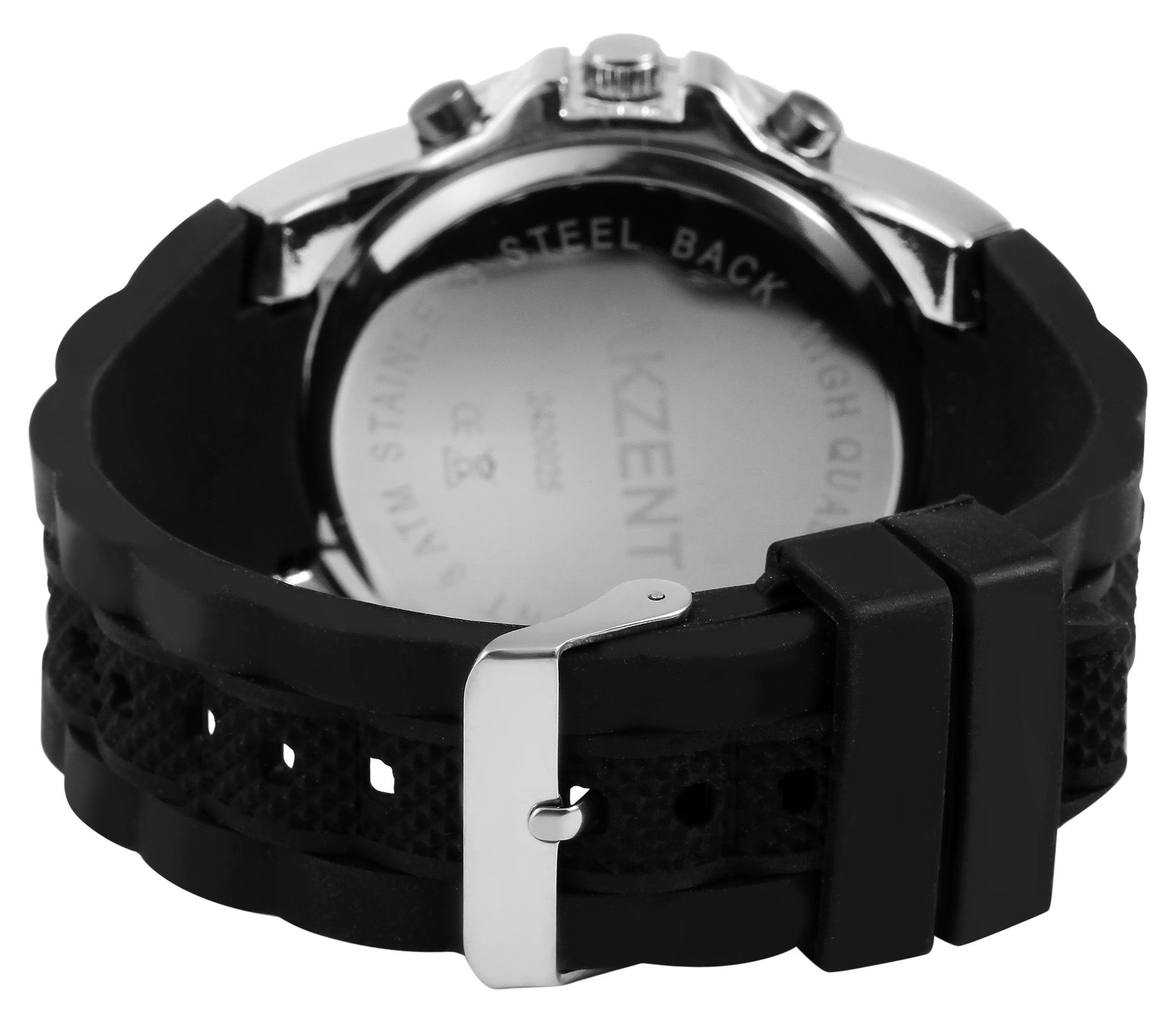 Akzent Analog-Digital Herrenuhr mit Silikonarmband, schwarz/silberfarben