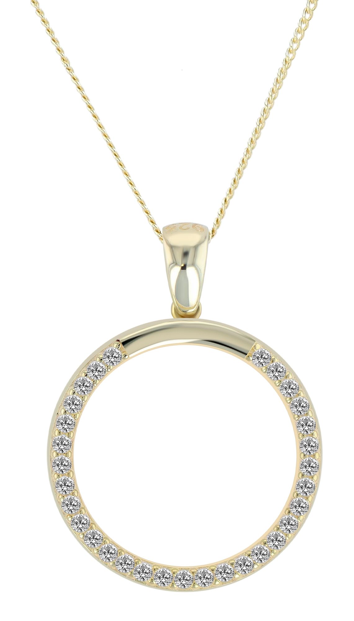 "Lupita" 925/- Echt Silber Anhänger (ohne Kette), rund, Zirkoniabesatz, vergoldet