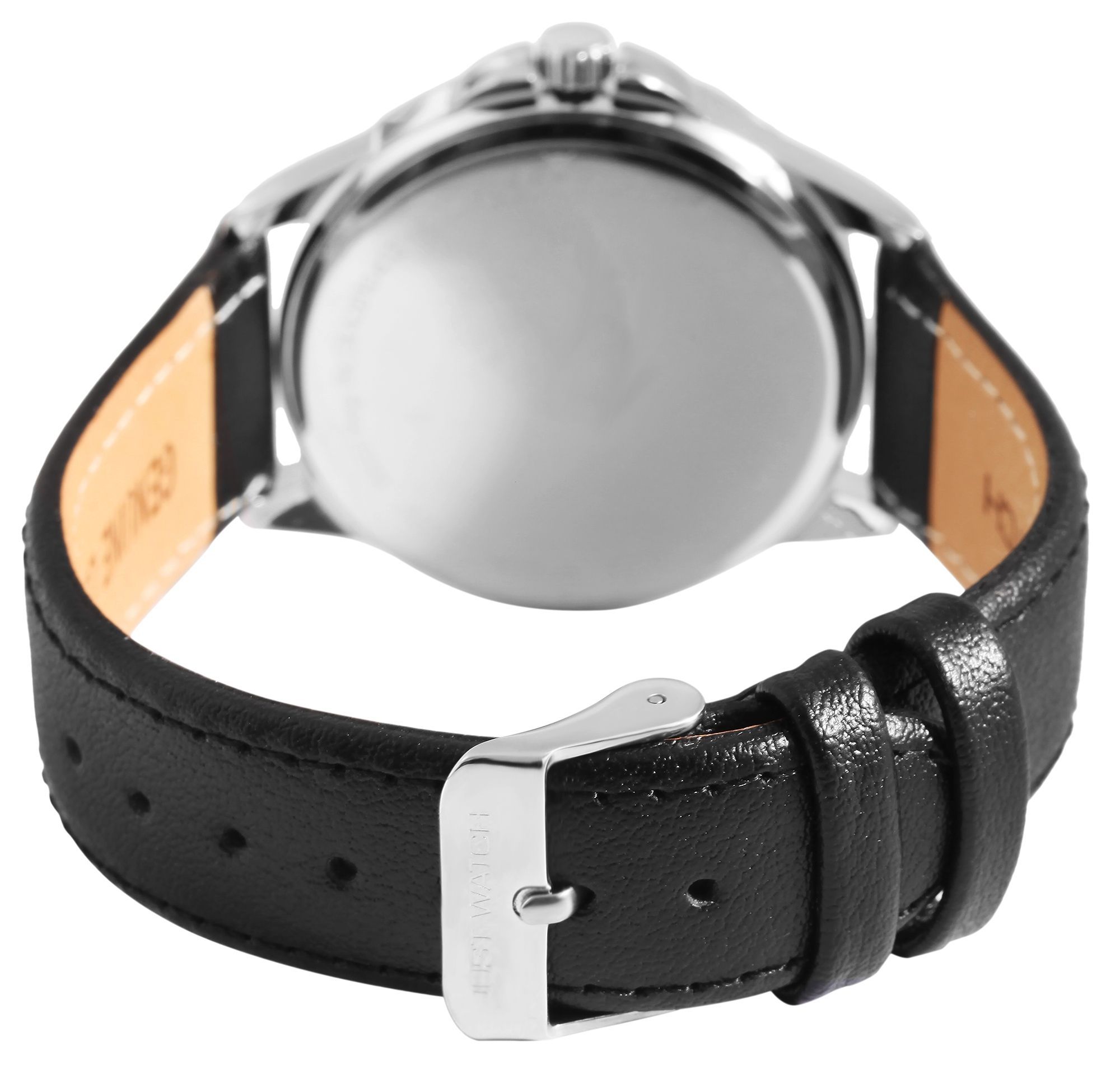 Just Watch "Bernard" Herrenuhr Ø 39 mm, Echtlederband, schwarz/ silberfarben/ schwarz