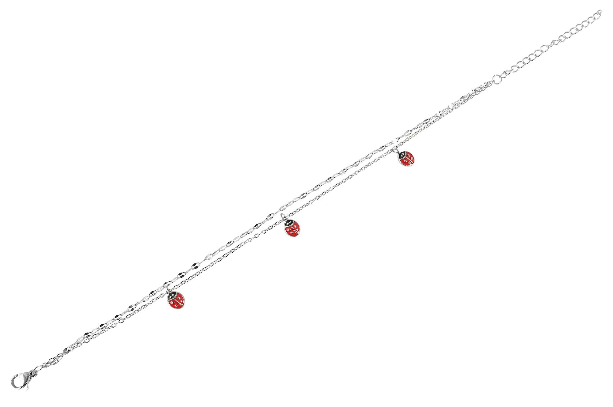 "Coccinella" - Marienkäfer, Fussketchen aus Edelstahl, 21 + 5 cm