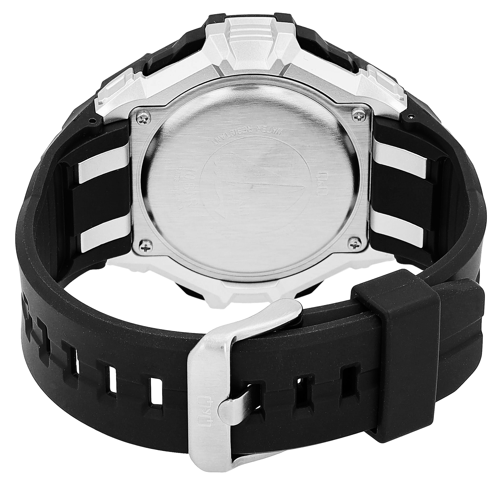 Q&Q Herren Digitaluhr, Silikonarmband, multifunktion, schwarz/silberfarben