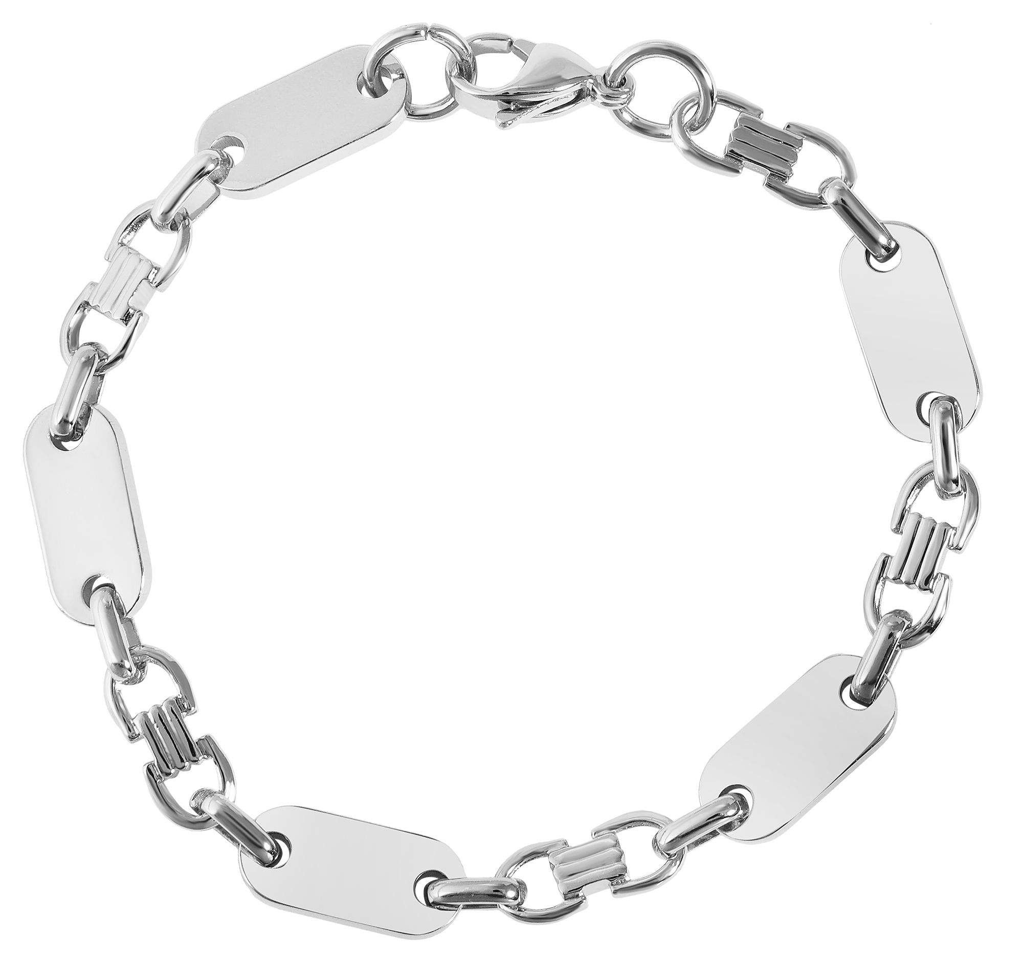 "Elya" Edelstahl Platten-Armband, silberfarben, 21 cm/ 8 mm