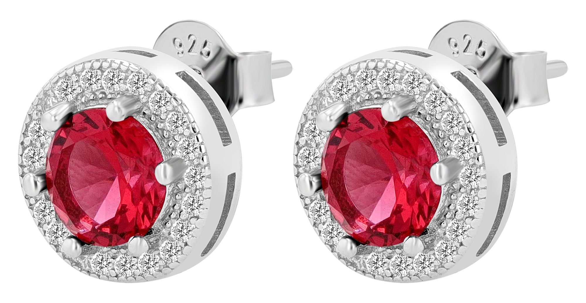 "Sunja" 925er Echt Silber Ohrschmuck mit einem roten Zirkonia Steinen