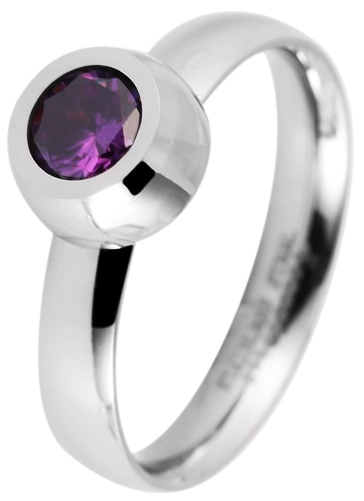 Akzent Damen-Ring aus Edelstahl mit Ersatzsteinen, silberfarben, Gr. 52
