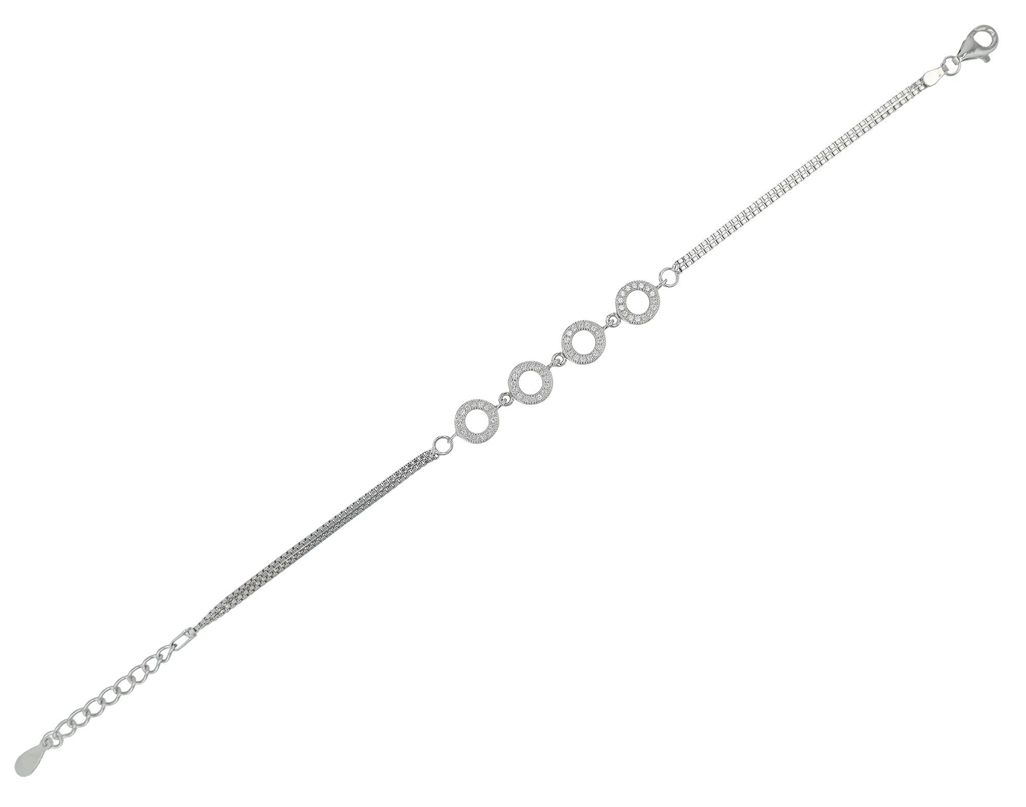 925/- Echt Silber Armband "Loreli", rhodiniert, 17+3 cm
