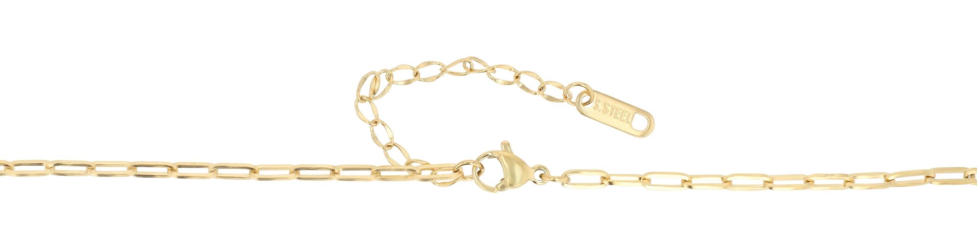 "Defne" Edelstahlkette mit Anhänger, bunten Zirkonia Steinen, 44+5cm, silberfarben und goldfarben