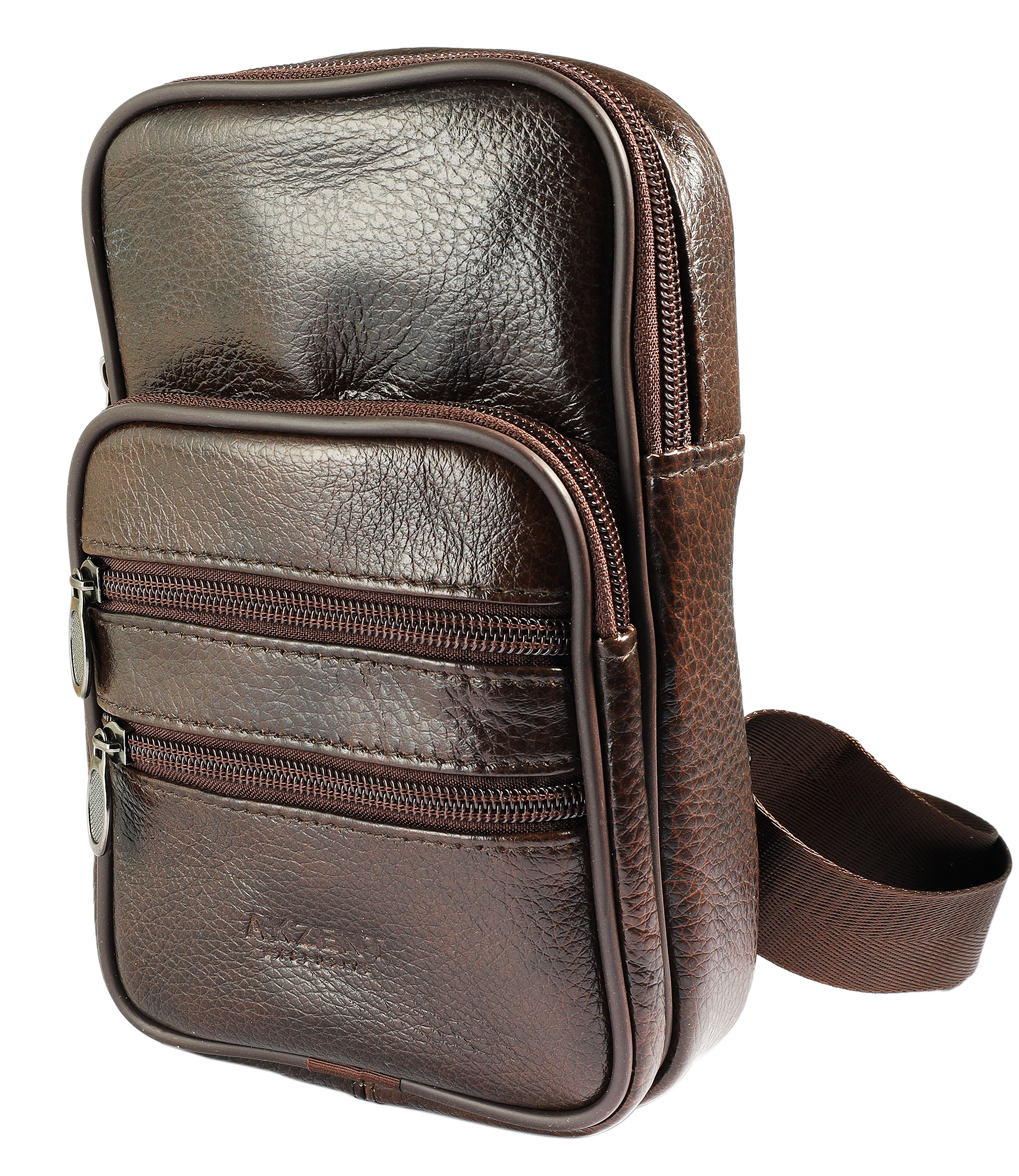 Akzent EXCLUSIVE, Echt Leder Tasche, Crossbody-Bag, braun