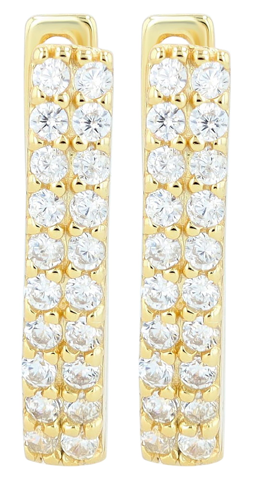 "Aliki" 925/- Echt Silber Creole mit Zirkoiabesatz V-Form, vergoldet