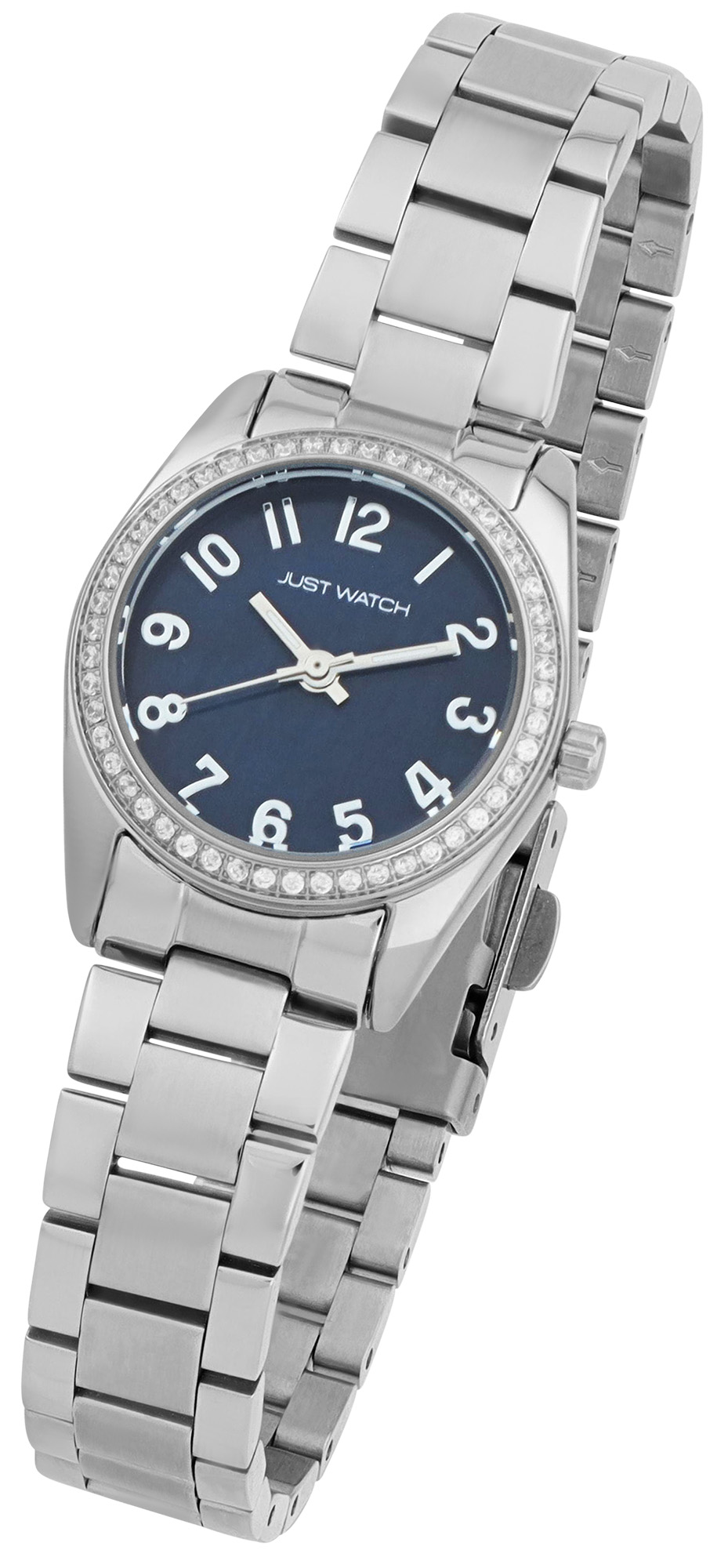 JUST WATCH Damenuhr "Gerda" mit Edelstahlarmband, Ø 26 mm, silberfarben/Perlmutt blau, 5 ATM