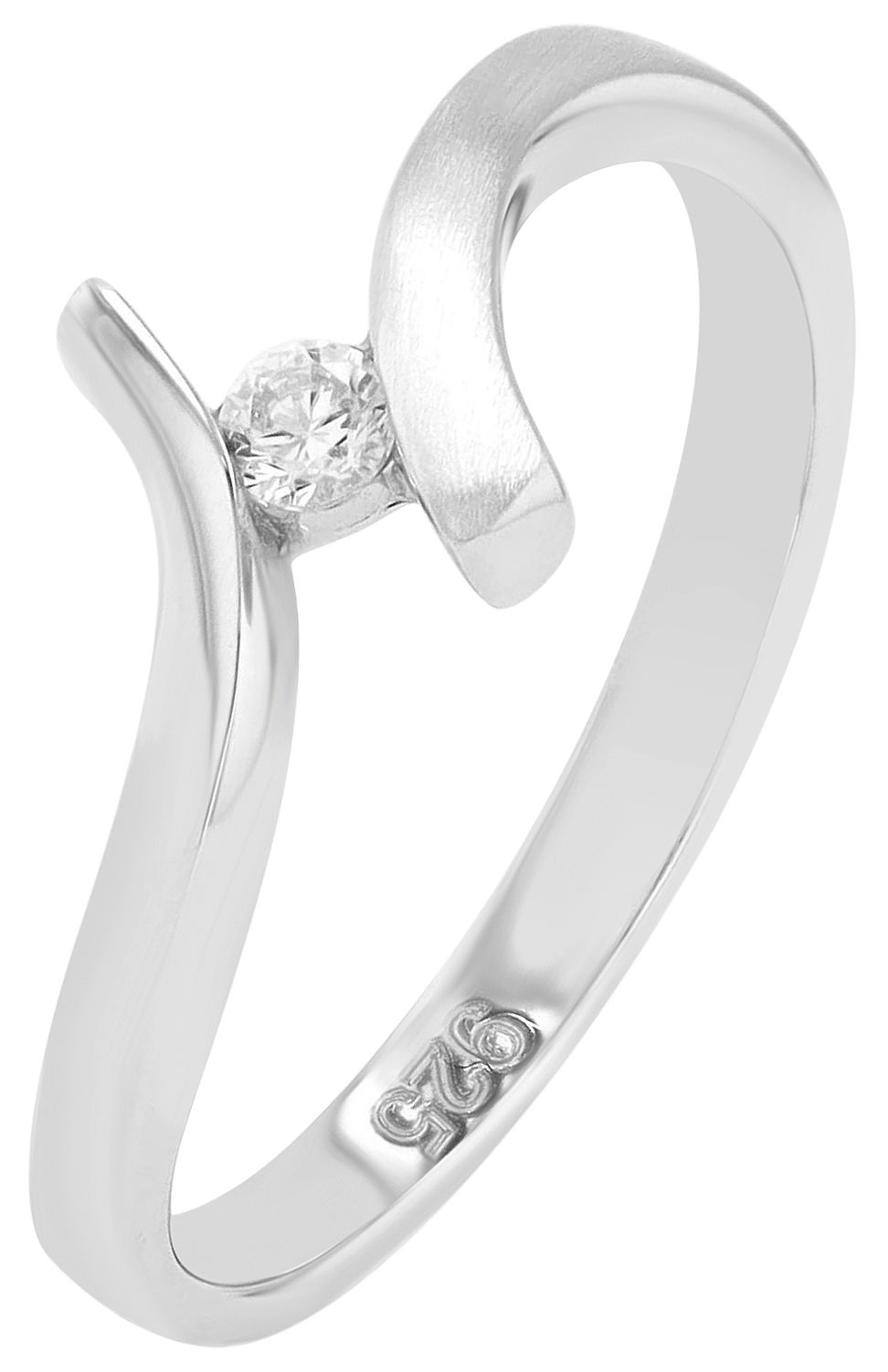 "Thea" 925/- Echt Silber Ring, Zirkon, rhodiniert, Gr. 52