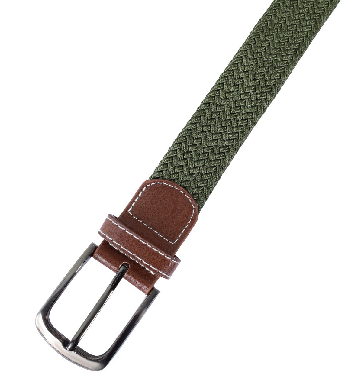 Unifarbener Flechtgürtel aus Textil, khaki, 110cm (M)