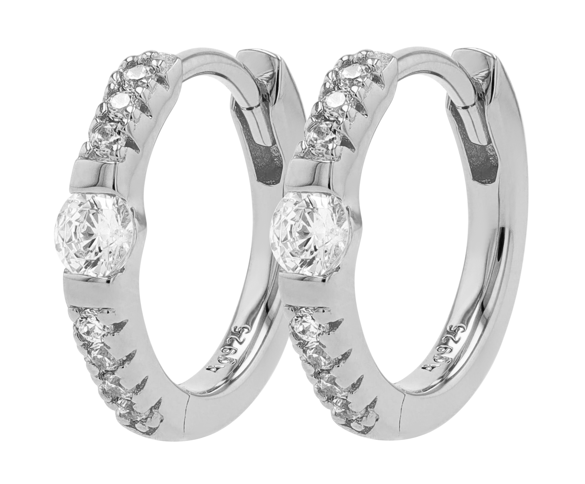 Sif Jakobs Jewellery 925/- Echt Silber Creolen "Ellera Uno Medio" Ø 10 mm, Zirkonia, rhod.