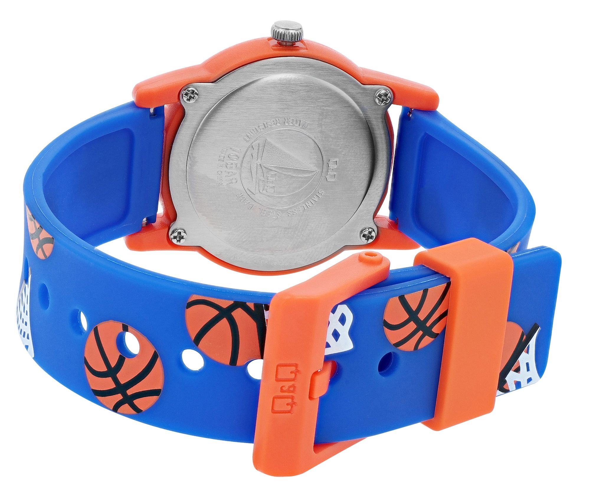 Q&Q Kinderuhr mit Silikonarmband, "Basketball", 10 Bar