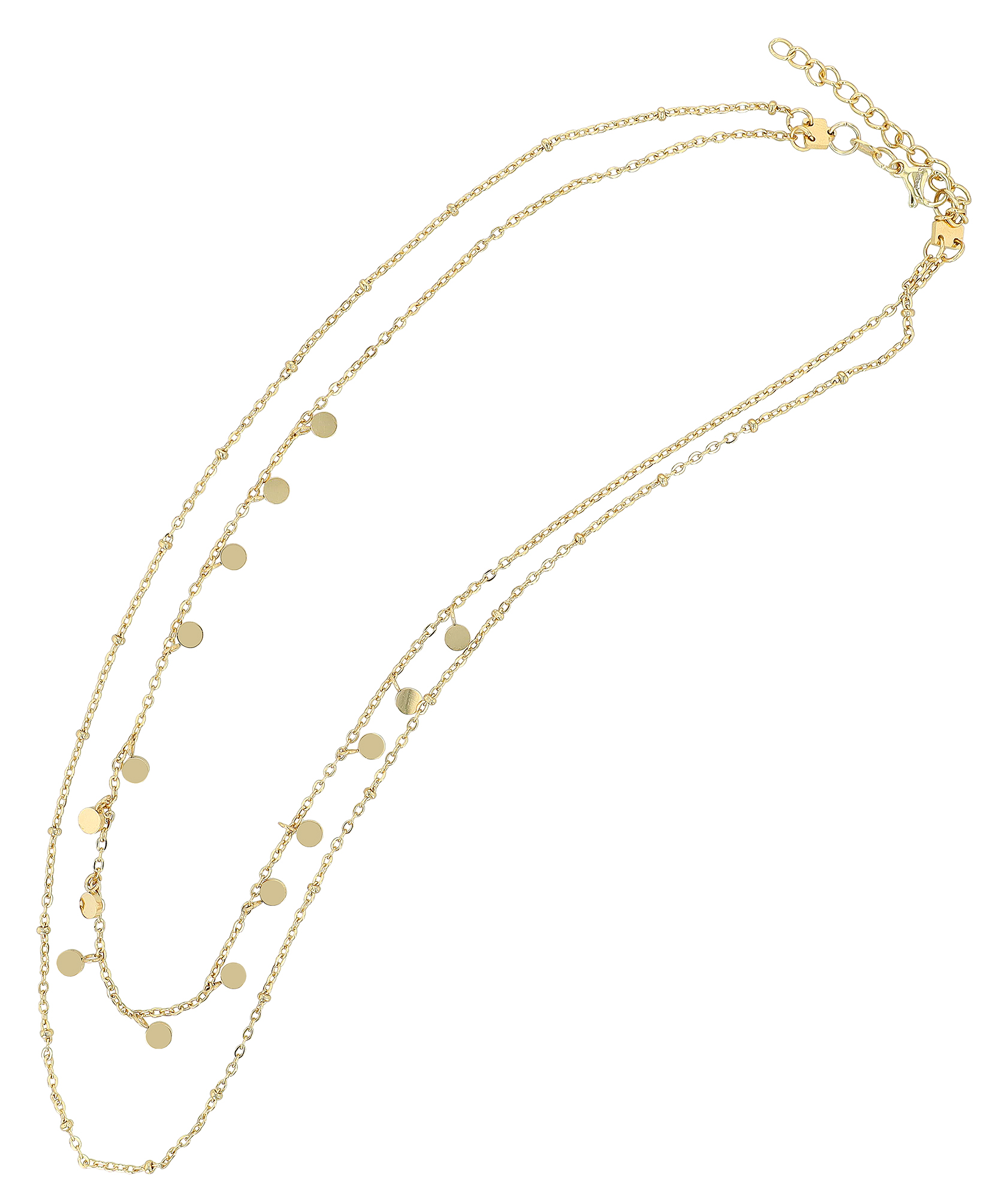 "Eline" Edelstahl Layering Kette mit Plättchen, 40/ 45 + 5 cm, goldfarben