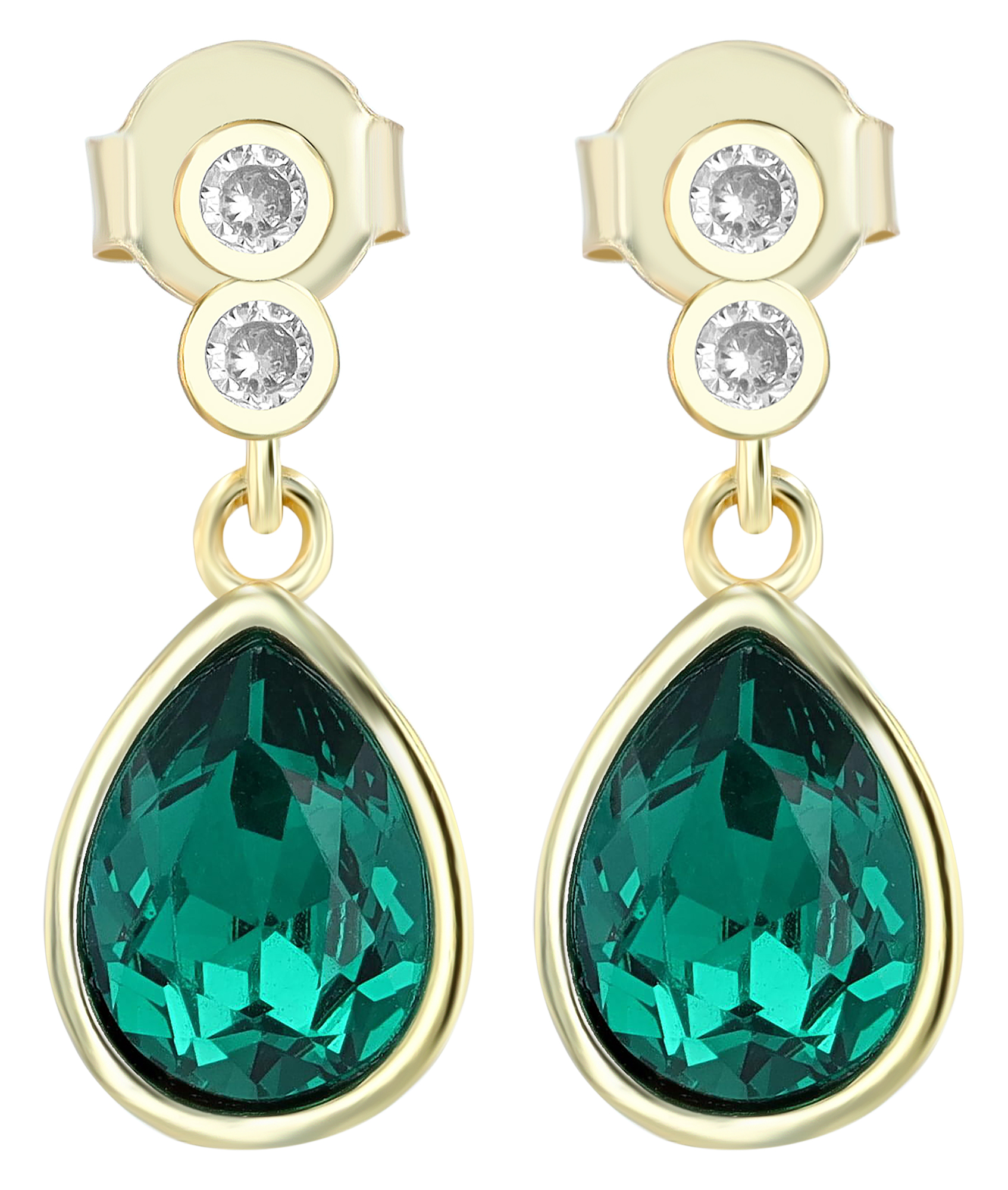 "Carli" 925/- Echt Silber Ohrhänger, grüner Zirkonia, vergoldet