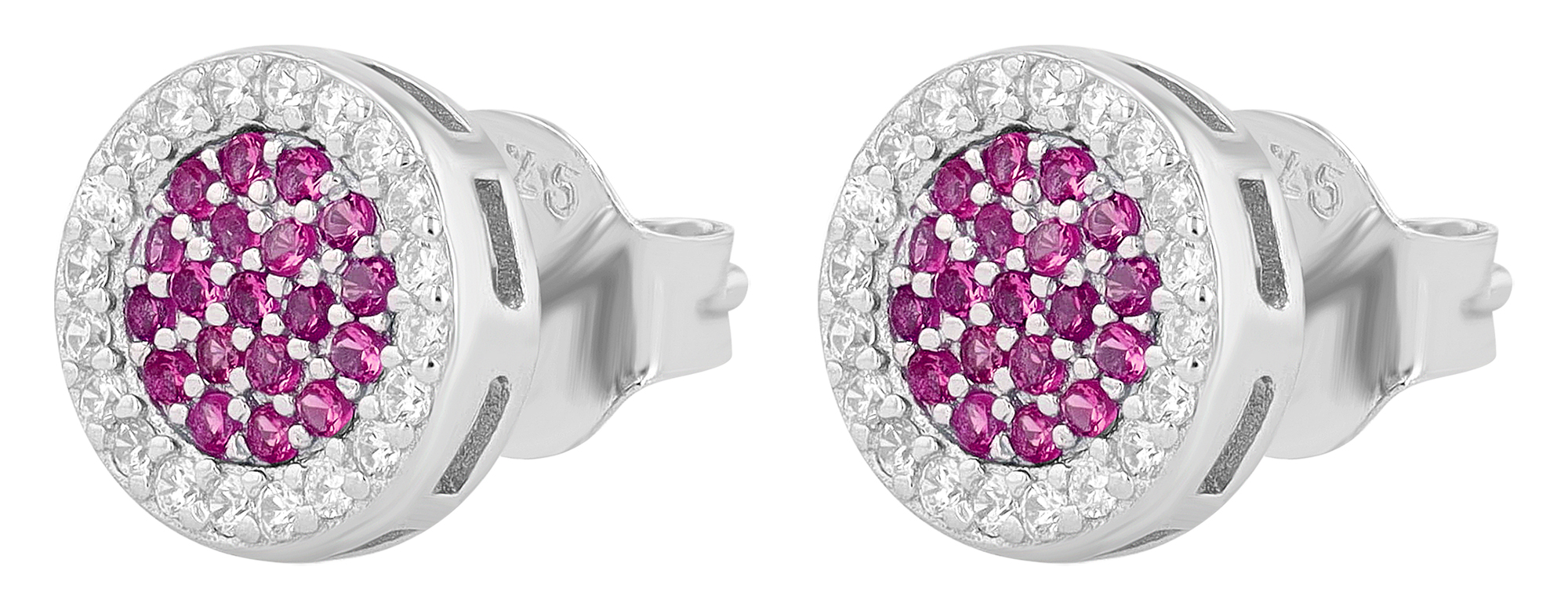 "Serane" 925/- Echt Silber Ohrstecker, Zirkonia pink, silberfaben rhodiniert