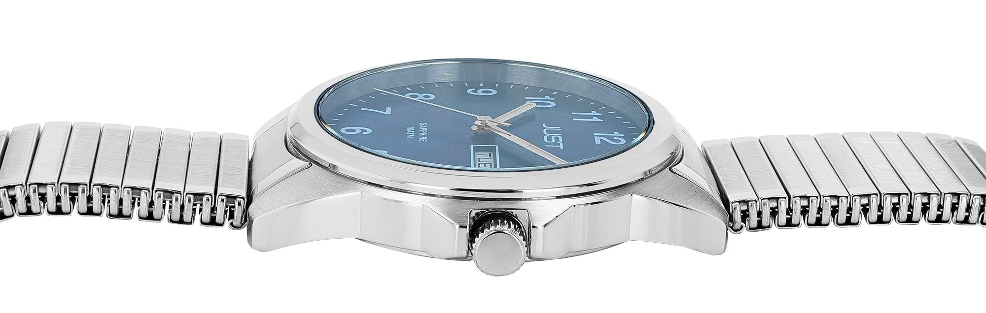 JUST "Majivi" Herren Edelstahuhr mit Edelstahlzugband, 10 ATM, blaues ZB