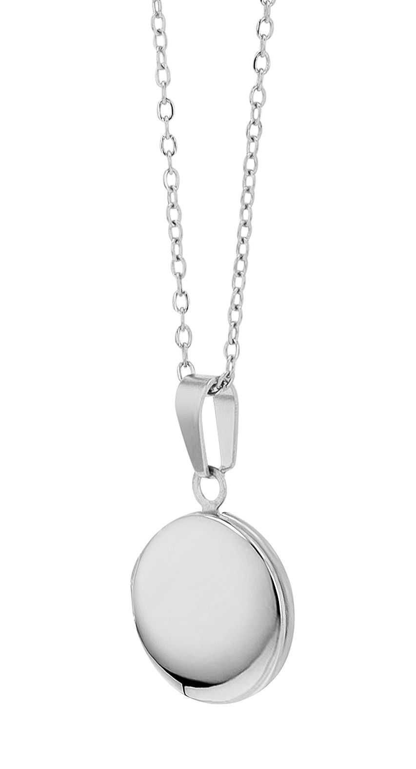 "Zarina", Edelstahl Akzent Halskette 43 + 5 cm mit rundem Medaillon, silberfarben